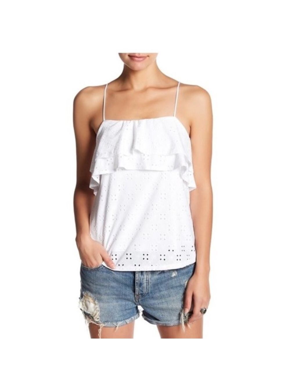 Harlowe & Graham Eyelet Flutter Cami Top